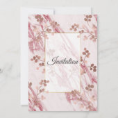 Faire-part de mariage élégant, floral rose marbré (Dos)