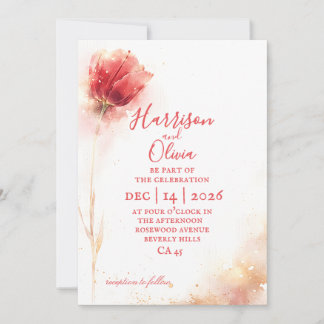 Faire-part de mariage élégant floral tulipe rose p
