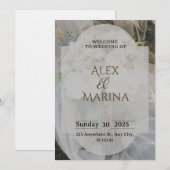 Faire-Part De Mariage Élégant Gris Et Marron (Devant / Derrière)