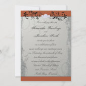 Faire-part de mariage Élégant gris orange Vieux fl (Dos)