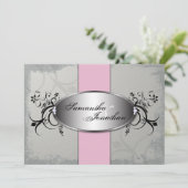 faire-part de mariage Élégant gris rose vieilli Fl (Debout devant)