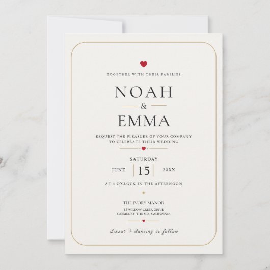 Faire-part de mariage Elegant Heart (Devant)