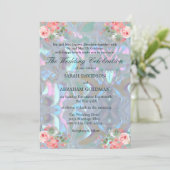 Faire-part de mariage élégant iridescent nacre (Debout devant)