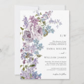 Faire-part de mariage élégant lilas (Devant)