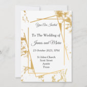 Faire-part de mariage élégant, marbre doré (Devant)