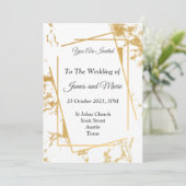 Faire-part de mariage élégant, marbre doré (Debout devant)