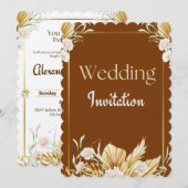 Faire-part de mariage élégant marron et beige à mo (Devant / Derrière)