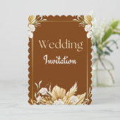 Faire-part de mariage élégant marron et beige à mo (Debout devant)