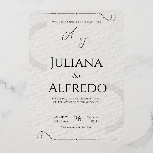 Faire-part de mariage élégant minimaliste (Recto)