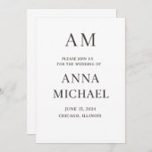 Faire-part de mariage élégant minimaliste – Style (Devant / Derrière)