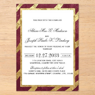 Faire-part de mariage élégant moderne couleur or d