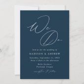 Faire-Part de Mariage Élégant Moderne Navy (Devant)