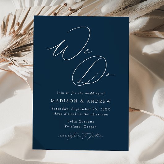 Faire-Part de Mariage Élégant Moderne Navy