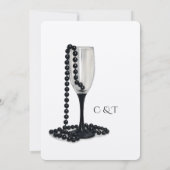 Faire-part de mariage élégant moderne perle noire (Dos)