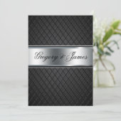 Faire-part de mariage, élégant noir et argent (Debout devant)
