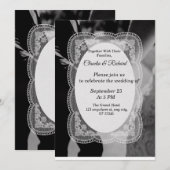 Faire-part de mariage élégant noir et blanc (Devant / Derrière)