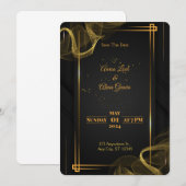 Faire-part de mariage élégant noir et or (Devant / Derrière)