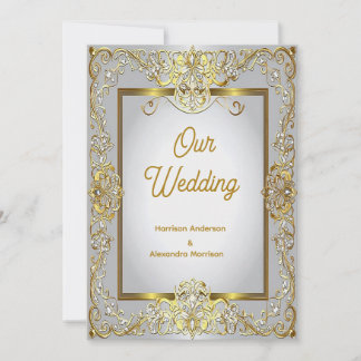 Faire-part de mariage élégant or et argent – Orné