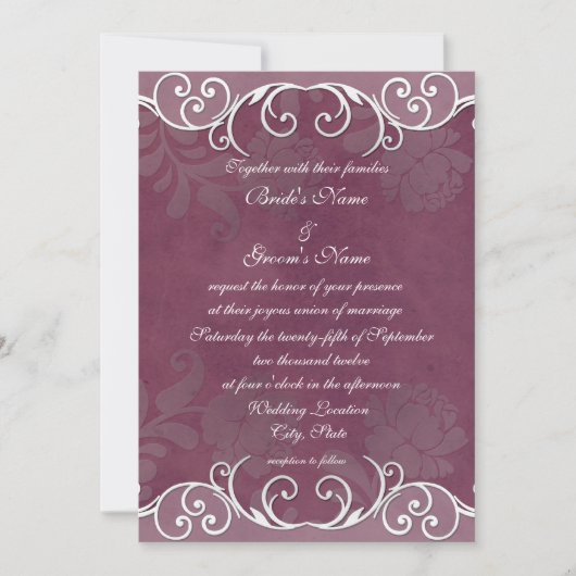 Faire-part de mariage élégant Plum Rose (Devant)