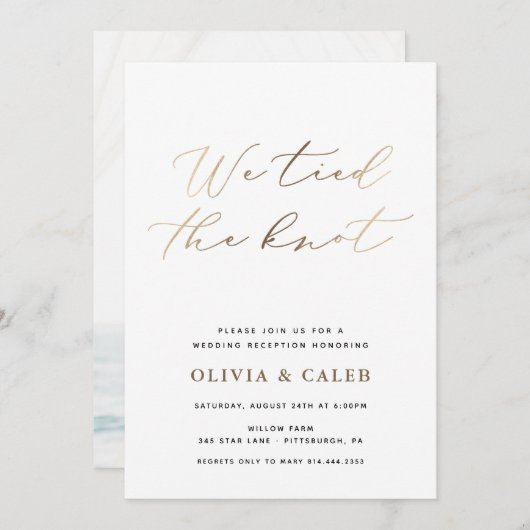 Faire-part de mariage élégant pour célébration en  (Devant / Derrière)