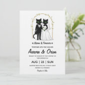 Faire-part de mariage élégant pour chat noir (Debout devant)