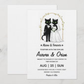 Faire-part de mariage élégant pour chat noir (Devant / Derrière)
