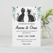 Faire-part de mariage élégant pour chat noir (Debout devant)