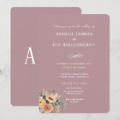 Faire-part de mariage - Élégant rose floral (Devant / Derrière)