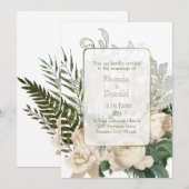 Faire-part de mariage Elégant Roses d'Ivoire (Devant / Derrière)