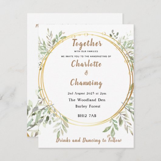 Faire-part de mariage | Élégant | RSVP | Handfasti (Devant / Derrière)