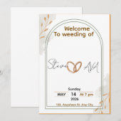Faire-part de mariage élégant rustique (Devant / Derrière)