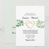 Faire-part de mariage élégant rustique à feuillage (Devant / Derrière)