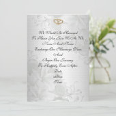Faire-part de mariage élégant satin blanc floral (Debout devant)