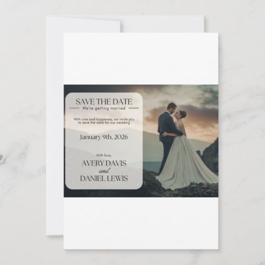 Faire-Part de Mariage Élégant sur Mesure (Devant)