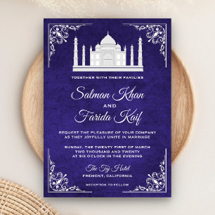 Faire-part de mariage élégant Taj Mahal Royal Purp