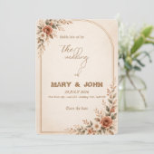 Faire-part de mariage élégant terracotta boho rust (Debout devant)