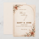 Faire-part de mariage élégant terracotta boho rust (Devant / Derrière)