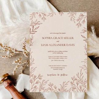 Faire-part de mariage Elegant Terracotta feuille o