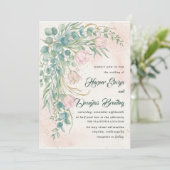 Faire-part de mariage élégant Tulipe Verte (Debout devant)