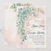 Faire-part de mariage élégant Tulipe Verte (Devant / Derrière)