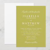Faire-part de mariage élégant vert citron moderne (Devant / Derrière)