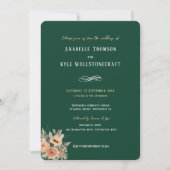 Faire-part de mariage - Élégant vert foncé fleuri (Devant)