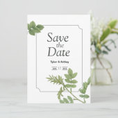 Faire-part de mariage élégant vert menthe bohème (Debout devant)