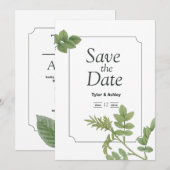 Faire-part de mariage élégant vert menthe bohème (Devant / Derrière)