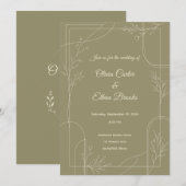 Faire-part de mariage élégant vert sauge (Devant / Derrière)