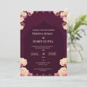 Faire-part de mariage élégant violet foncé (Debout devant)