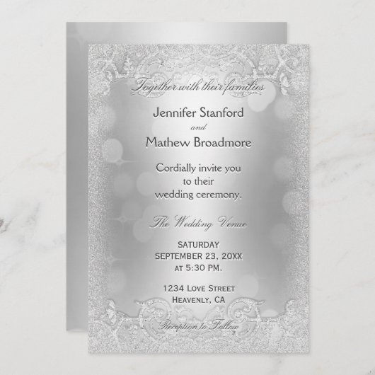 Faire-part de mariage Elégante Parties scintillant (Devant / Derrière)