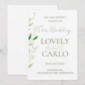 Faire-part de mariage Élégante Verdure (Devant / Derrière)
