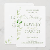 Faire-part de mariage Élégante Verdure (Devant / Derrière)