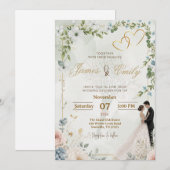 Faire-part de mariage Élégante Verdure | Flore Mod (Devant / Derrière)